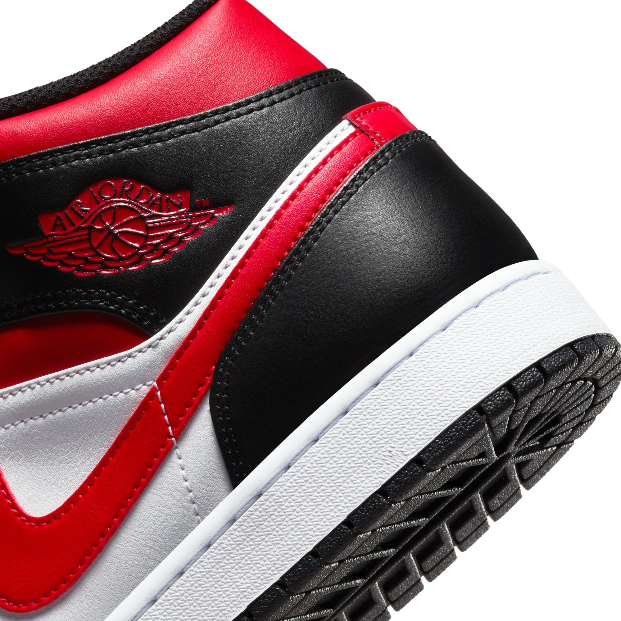 Nike Men's Air Jordan 1 Mid Basketball Shoes - Black/Fire Red/White - High-Top Sneakers for Casual Wear, Street Style & Court Performance