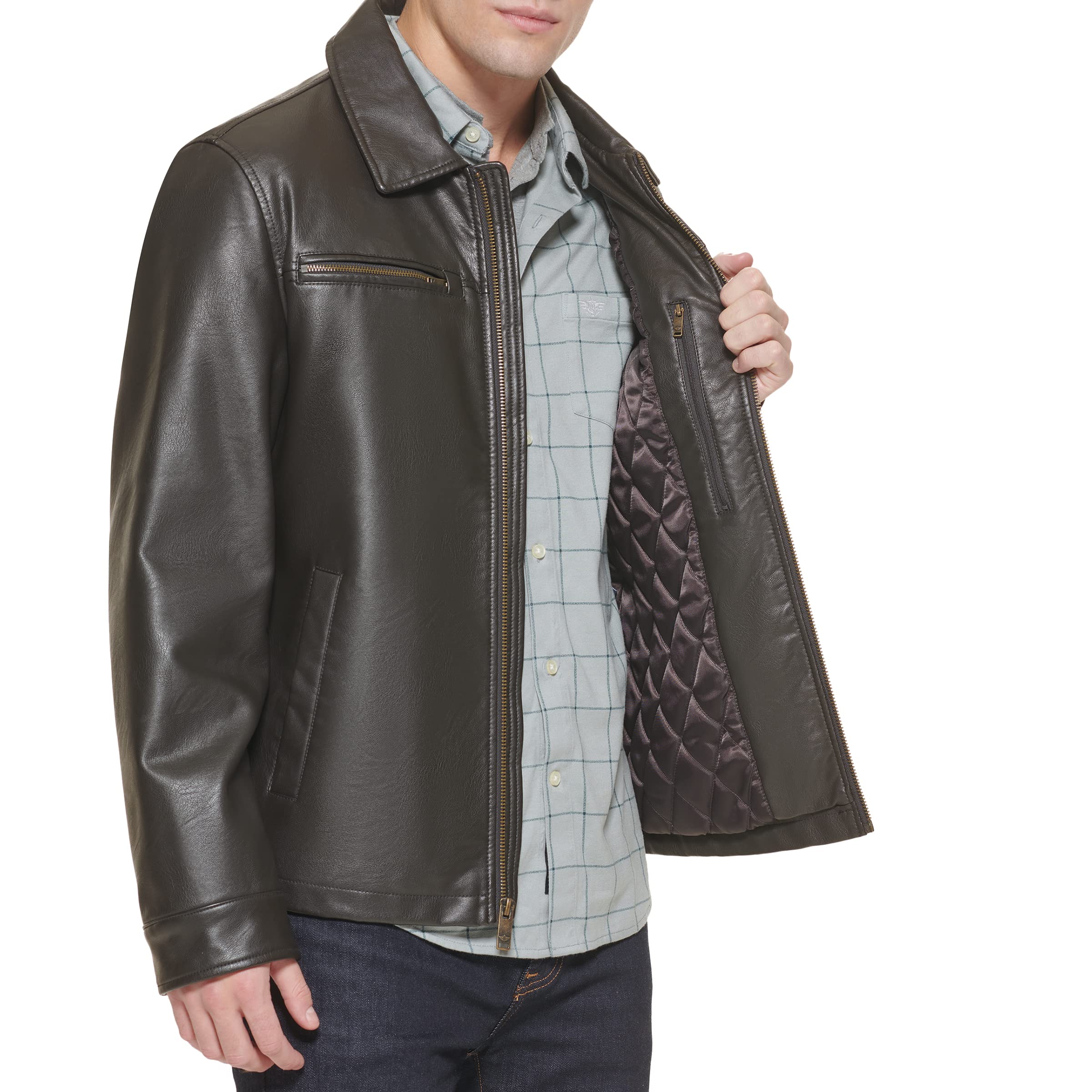 Dockers Men's James Faux Leather Jacket for Casual Wear | Regular, Big & Tall Sizes | Perfect for Outdoor Activities & Date Nights