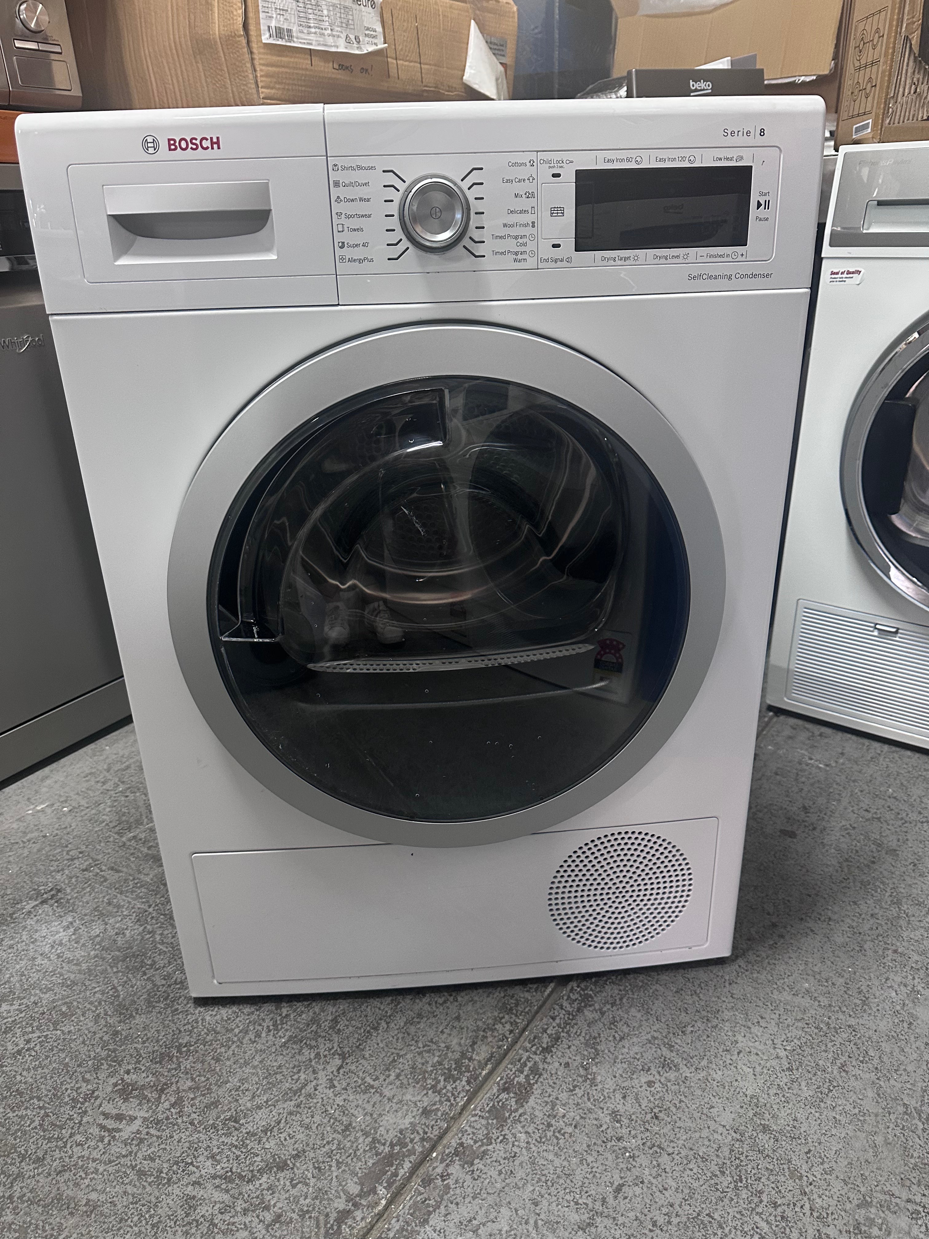 Bosch Series 8 9kg Heat Pump Tumble Dryer WTW87564AU - Self-Cleaning Condenser, Energy Efficient, Made in Germany (Refurbished) - Perfect for Large Families & Eco-Friendly Laundry Care