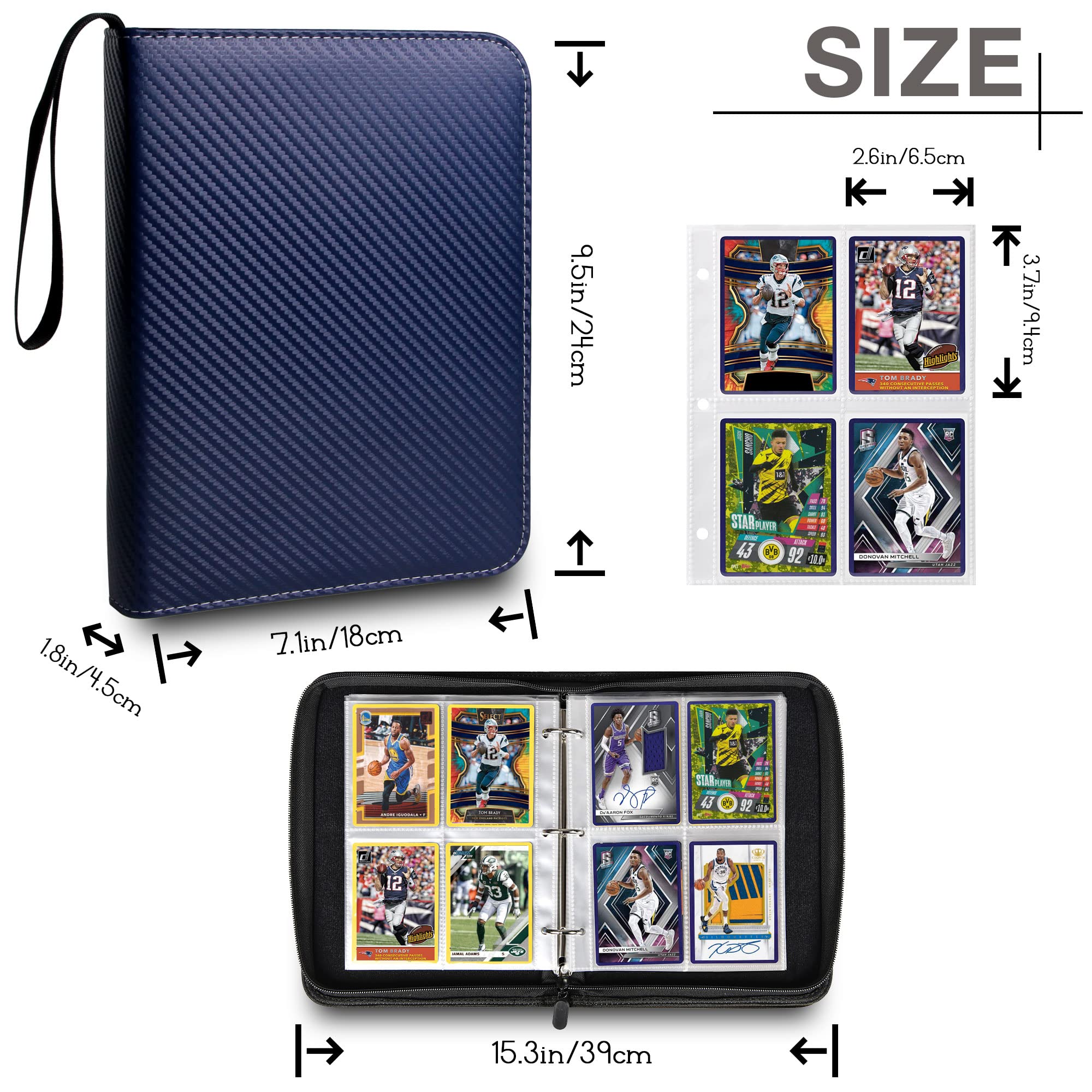 400-Pocket TONESPAC Trading Card Binder Organizer - Compatible with Baseball, Sports & Coupon Cards - Premium Card Sleeves Holder (Stripe Blue) - Perfect for Collectors, Tournaments & Storage