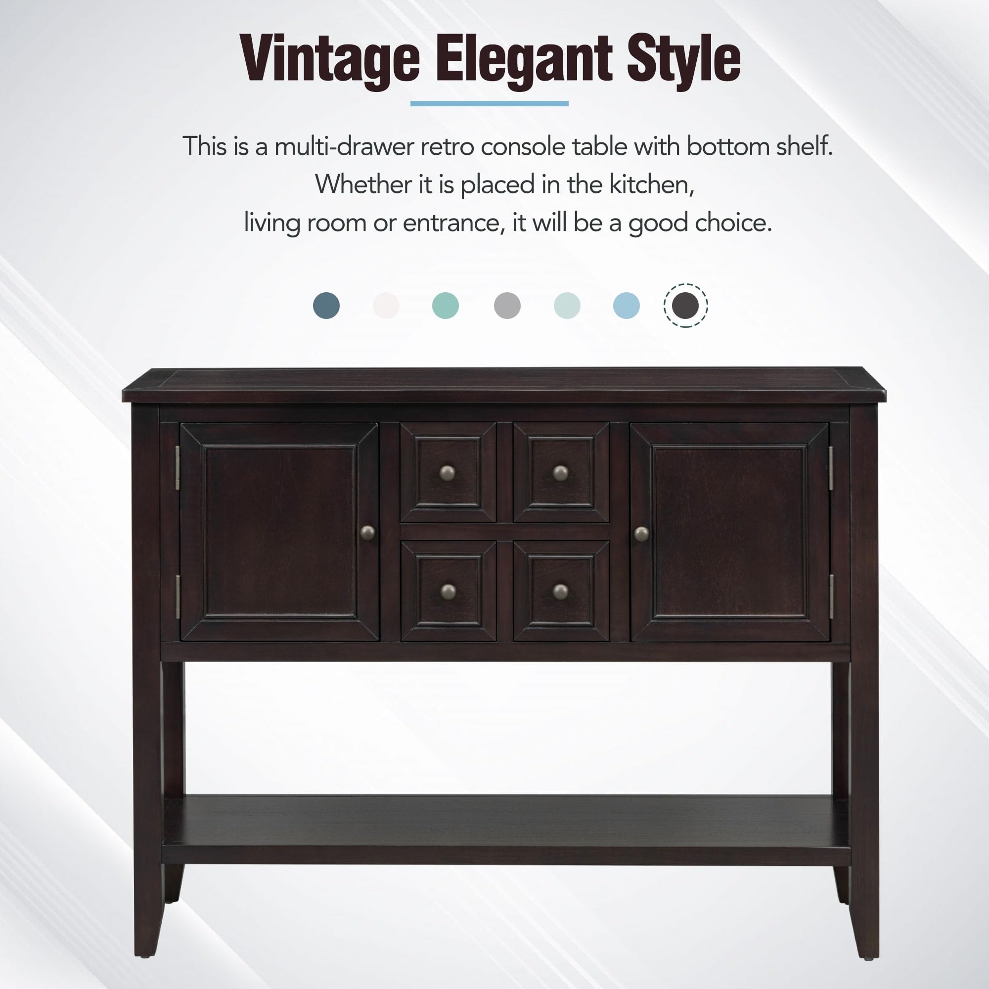 Harper & Bright Espresso Buffet Cabinet - Kitchen Storage & Sideboard with Drawers for Dining Room