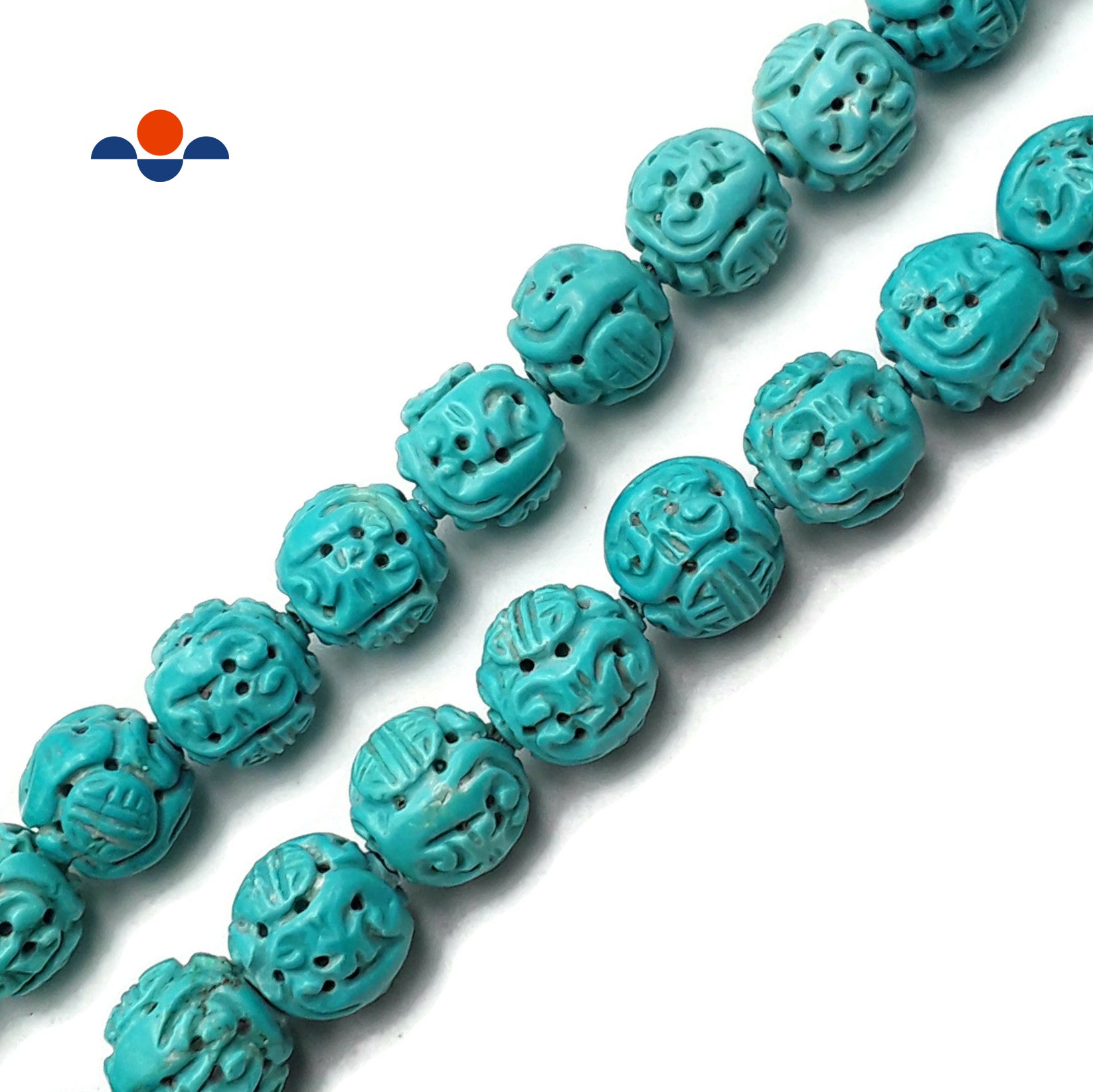 Blue Stabilized Turquoise Hand Carved Round Beads - 13mm, 14mm, 15.5mm Strand for Jewelry Making, DIY Crafts & Boho Accessories