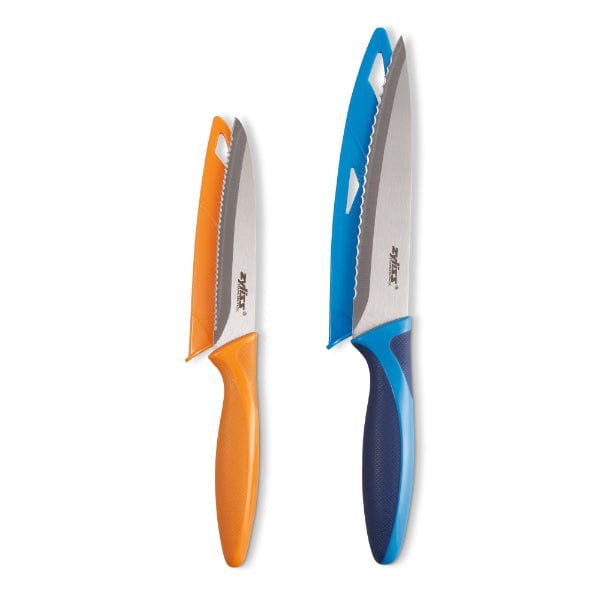 Premium Zyliss 2-Piece Serrated Utility Knife Set - Sharp Stainless Steel Blades for Kitchen, Camping & Outdoor Cooking