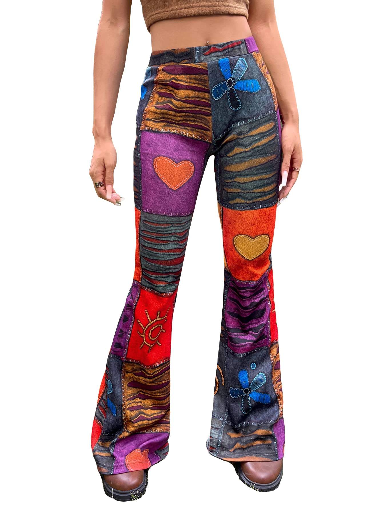 WDIRARA Women's High Waisted Flare Leg Pants with Side Slit - Casual & Club Wear Solid Trousers for Work, Night Out, and Everyday Fashion