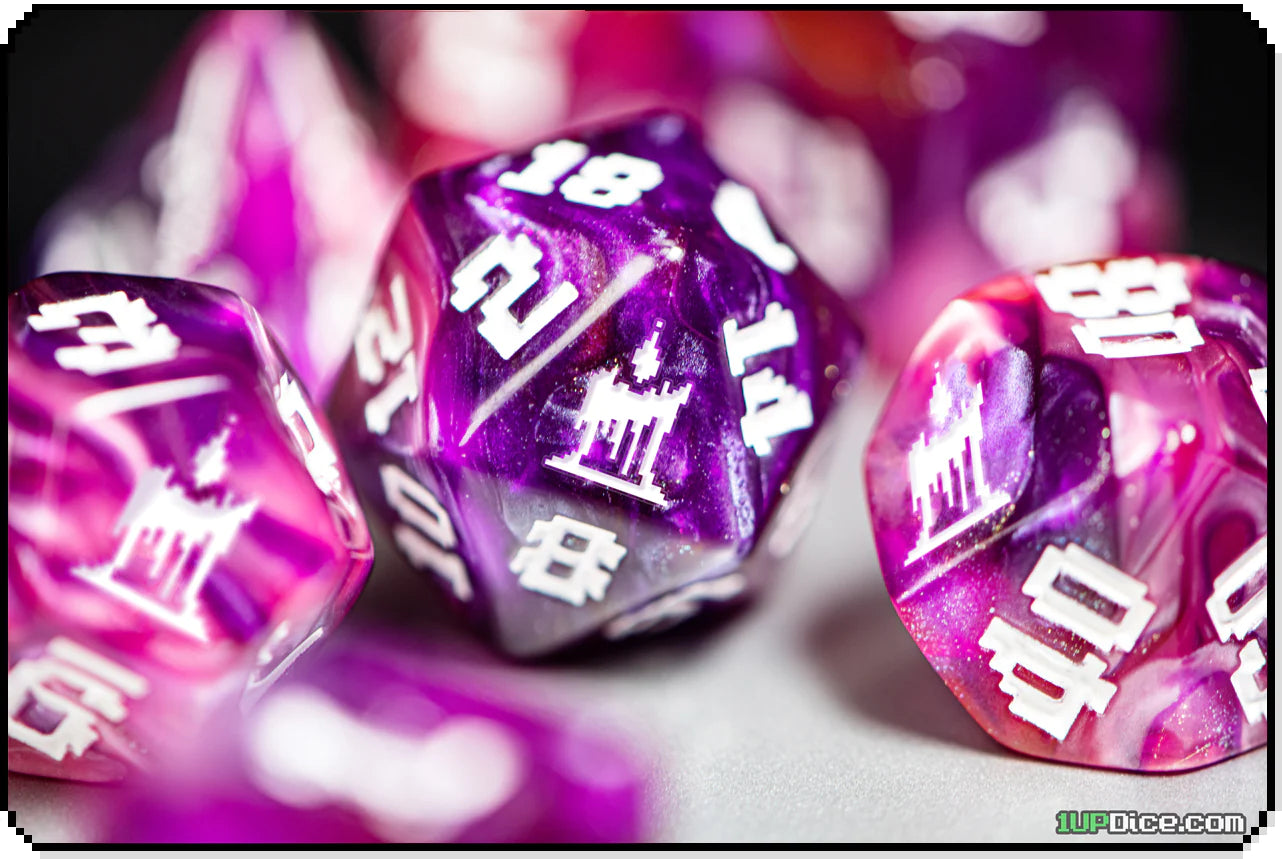 1UP Dice Polyhedral Set - Arcane Candle Themed RPG Dice for D&D, Pathfinder & Tabletop Games - Perfect for Fantasy Roleplaying & Gift Giving