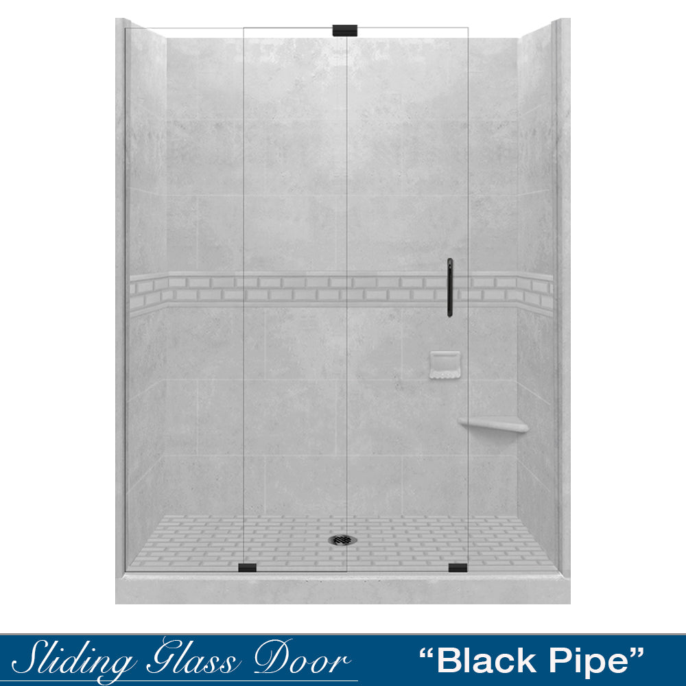 60 Alcove Portland Cement Sistine Stone & Subway Tile Shower Remodel Kit - DIY Bathroom Renovation for Modern Home Upgrades