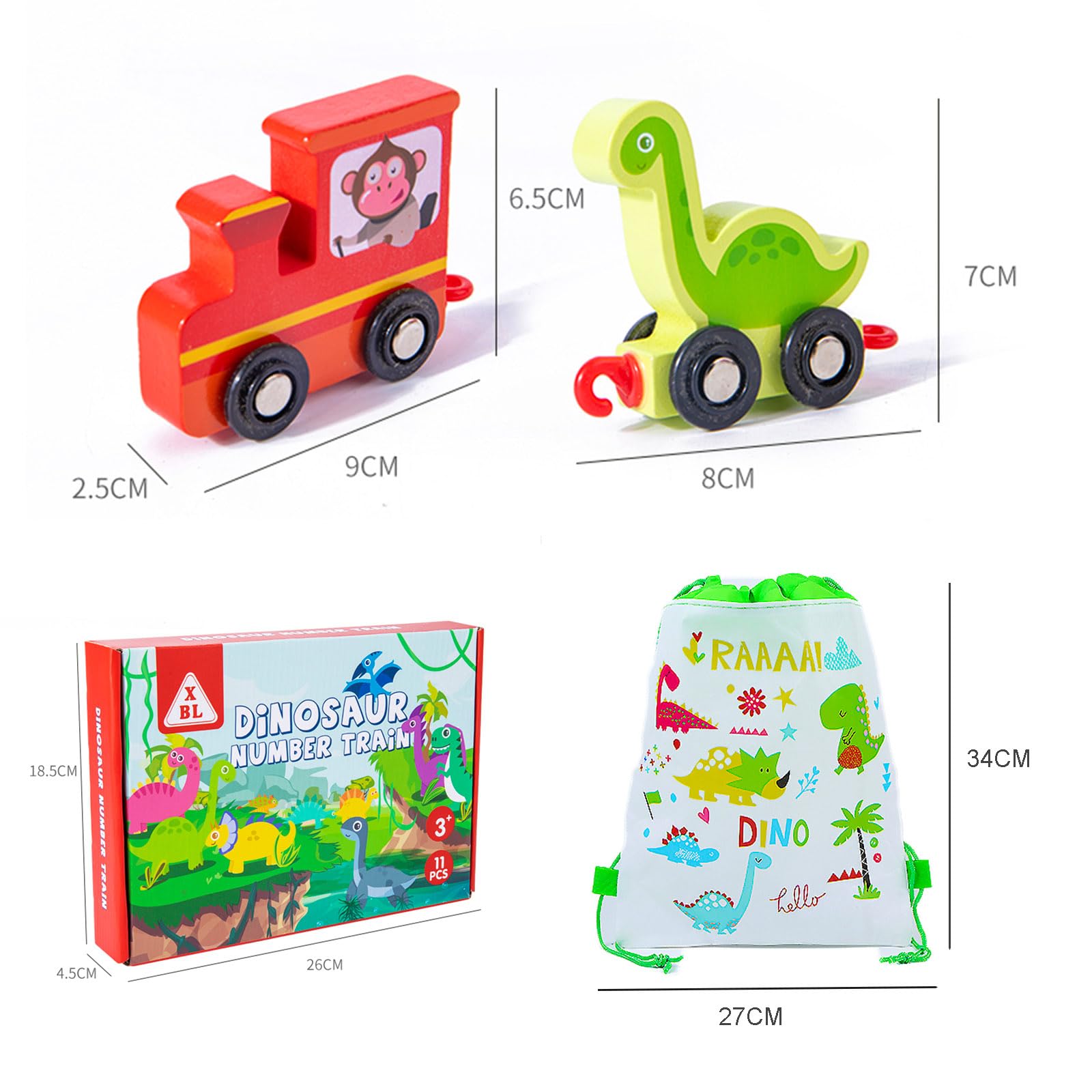 Wooden Dinosaur Train Set - Educational Montessori Toy for Kids 2-4 Years | Playtime & Learning Fun