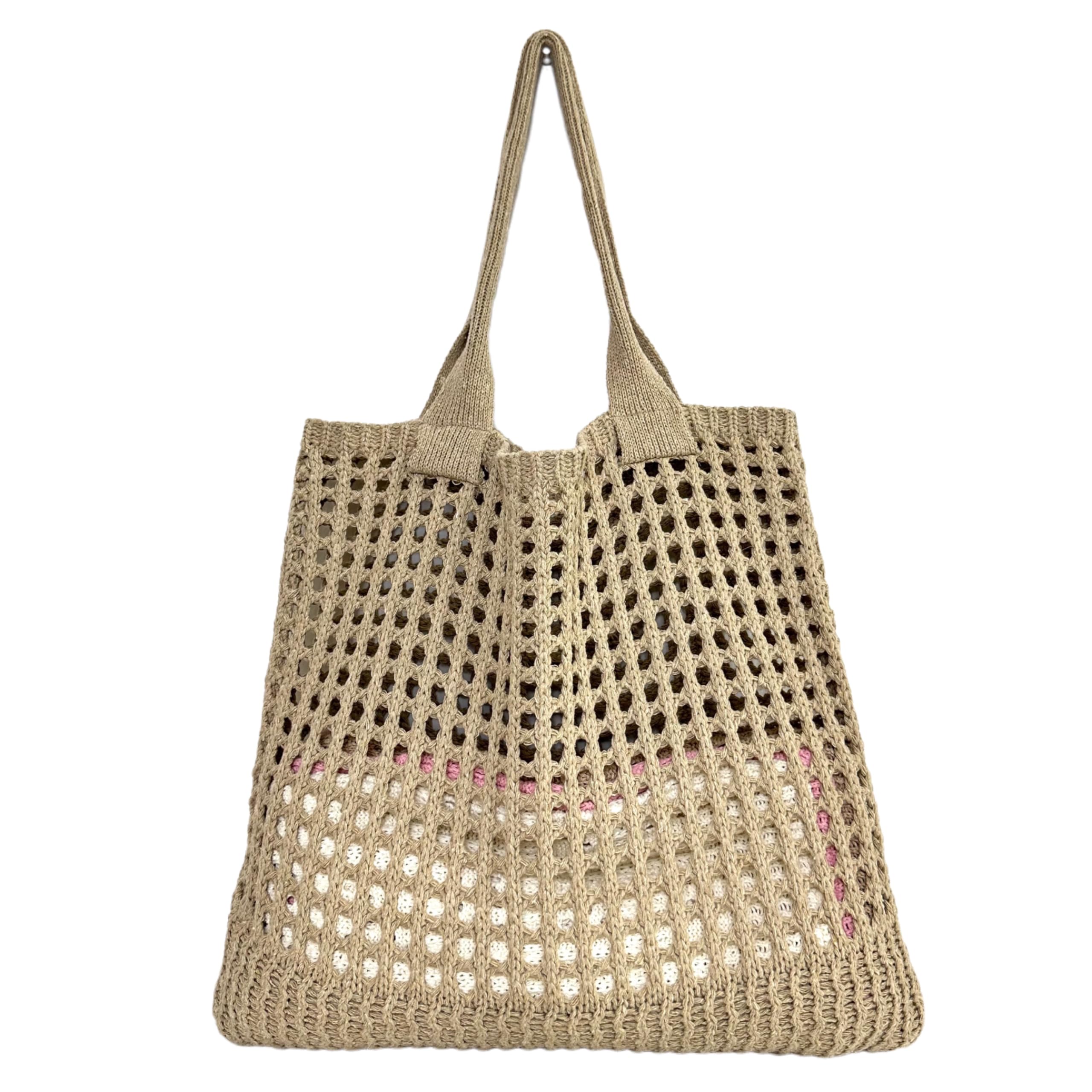 Stylish Large Knit Beach Tote Bag for Women - Aesthetic Crochet Handbag for Travel, Vacation & Summer Outings - Perfect for Beach Trips, Shopping & Casual Day Use