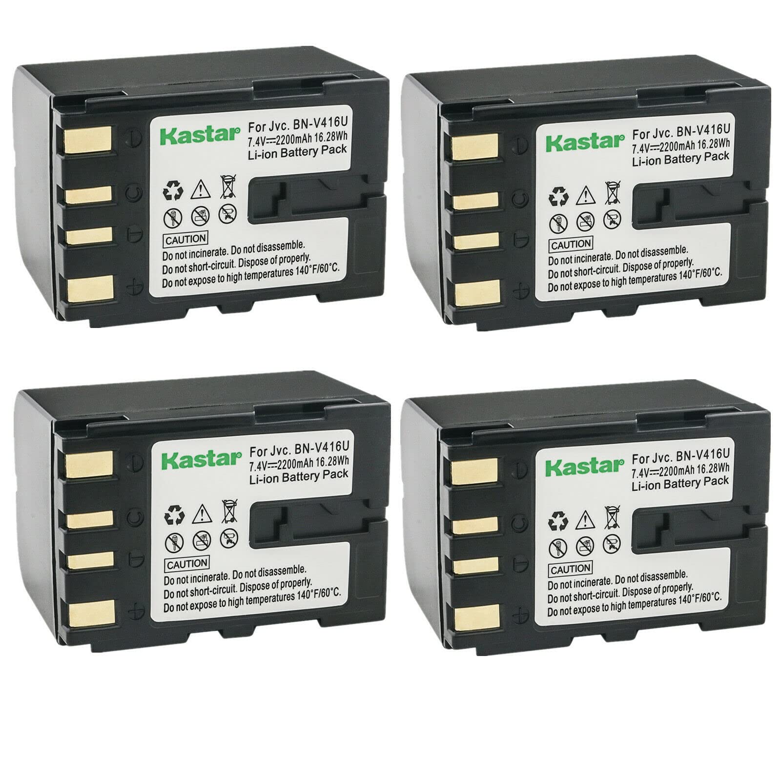 Kastar BN-V416 4-Pack Replacement Battery for JVC GR-D72/D73/D74/D90/D91/D92/D93/D94 Cameras - High Capacity Power Solution for Travel Vlogging & Professional Videography