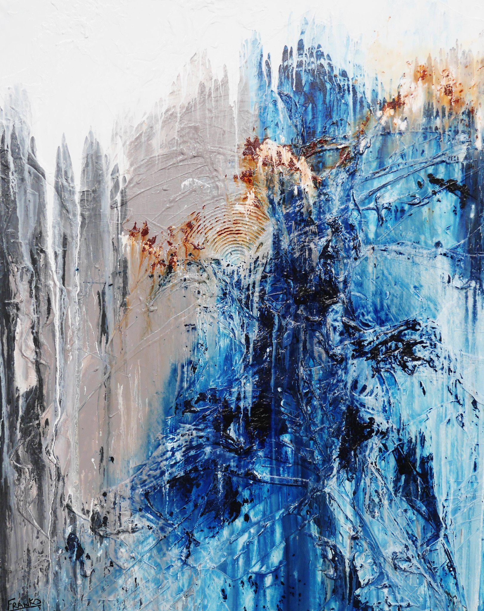 Blue Abstract Painting 120cm x 150cm - Modern Wall Art for Living Room, Bedroom & Office Decor | Everything Is Blue Canvas Art