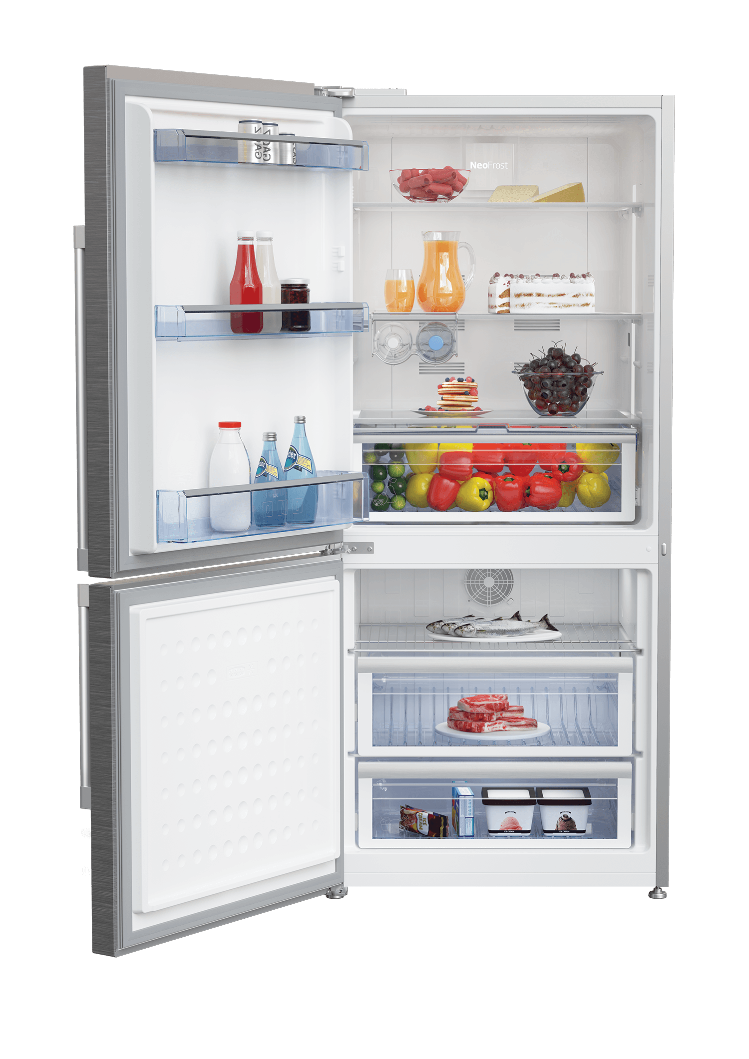 Beko BFBF3018SSL 30 Inch Bottom Freezer Refrigerator - Stainless Steel, Left Hinge Door | Perfect for Modern Kitchens & Open Floor Plans