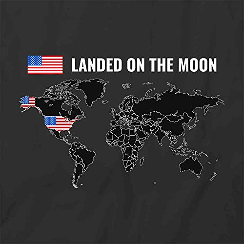 America Landed On The Moon Graphic T-Shirt - Black Space Exploration Printed Tee for Men & Women | Casual Wear, Space Enthusiast Gift, NASA Fan Apparel