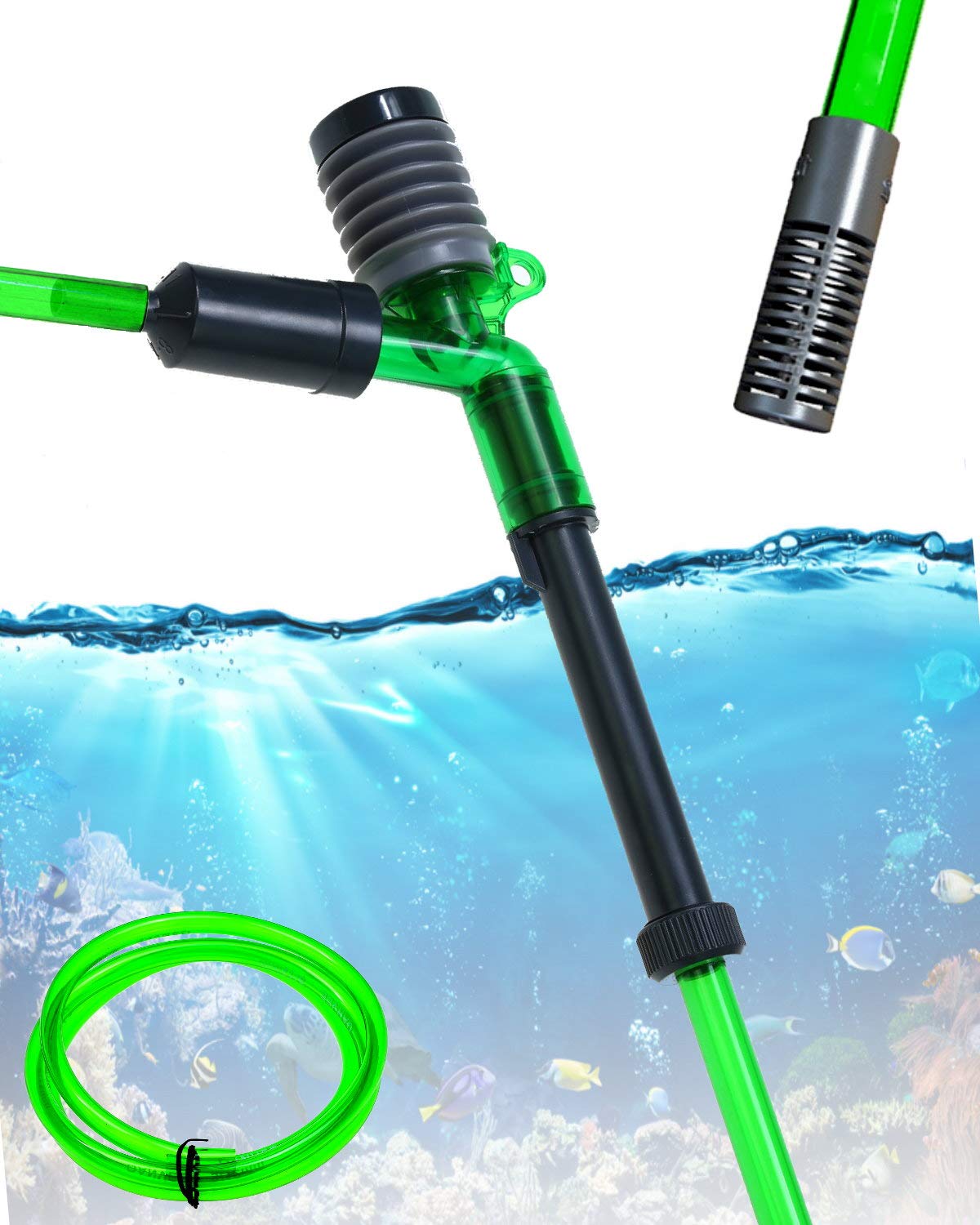Corisrx 4-in-1 Aquarium Gravel Cleaner - 5ft Hose for Easy Tank Cleaning & Water Changes