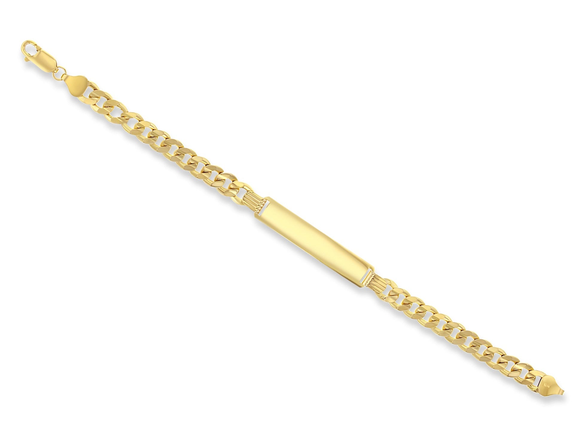 14K Yellow Gold Cuban Link ID Bracelet - Personalized Name Bracelet for Men & Women - Perfect for Gifts, Fashion, and Everyday Wear