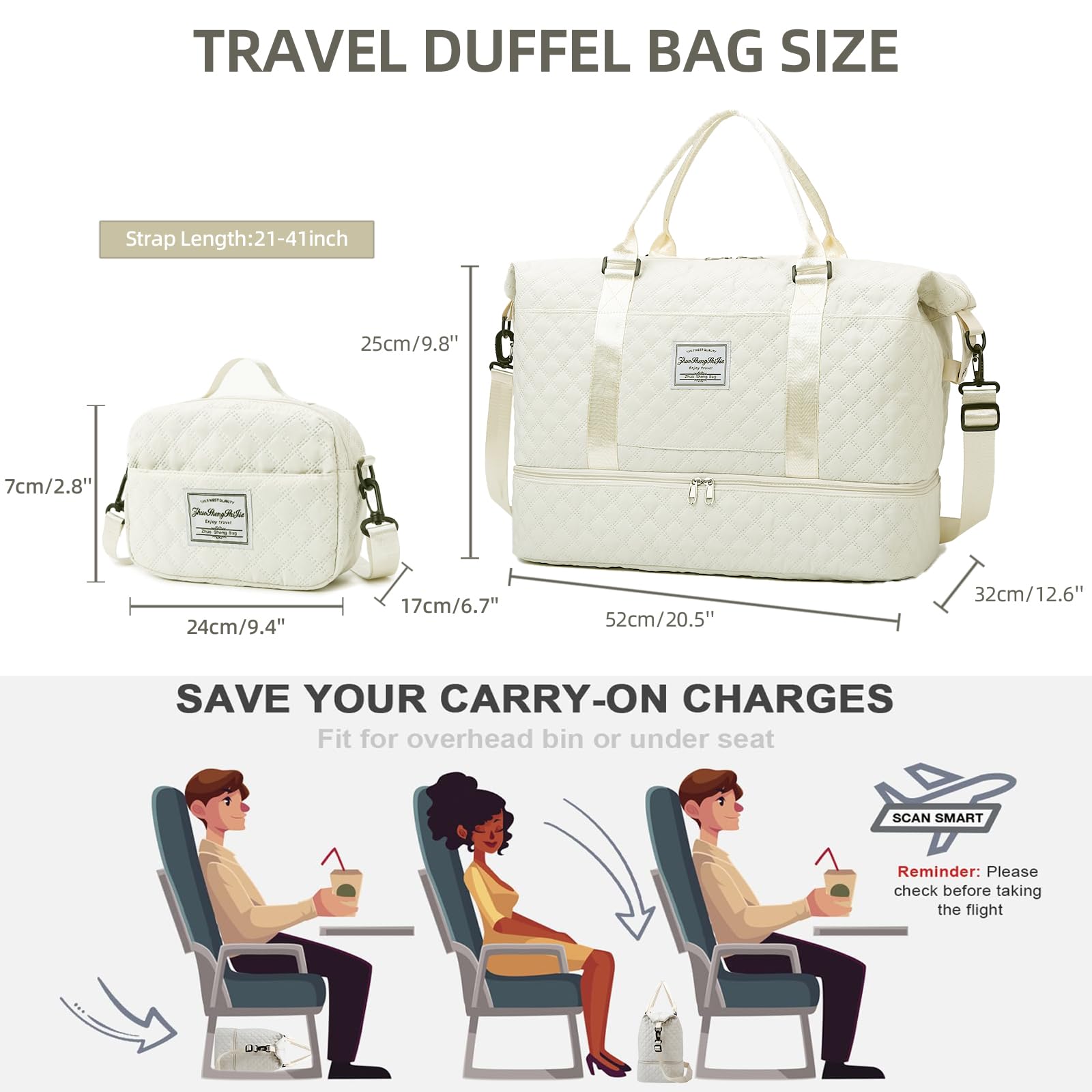 Stylish Weekender Bags for Women - Large Travel Duffle Bag with Separate Shoe Compartment, Overnight Carry-On & Gym Tote with Free Toiletry Pouch | Perfect for Weekend Getaways, Business Trips & Workout Sessions