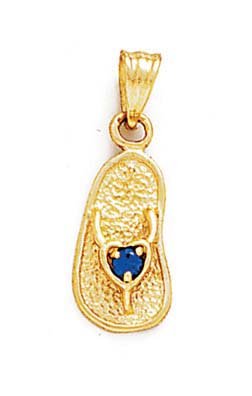 14K Yellow Gold 2.5mm Dark Blue Sandal Pendant Necklace for Women - Elegant Dainty Jewelry Gift for Birthday, Anniversary & Special Occasions | Perfect for Everyday Wear, Date Nights & Formal Events