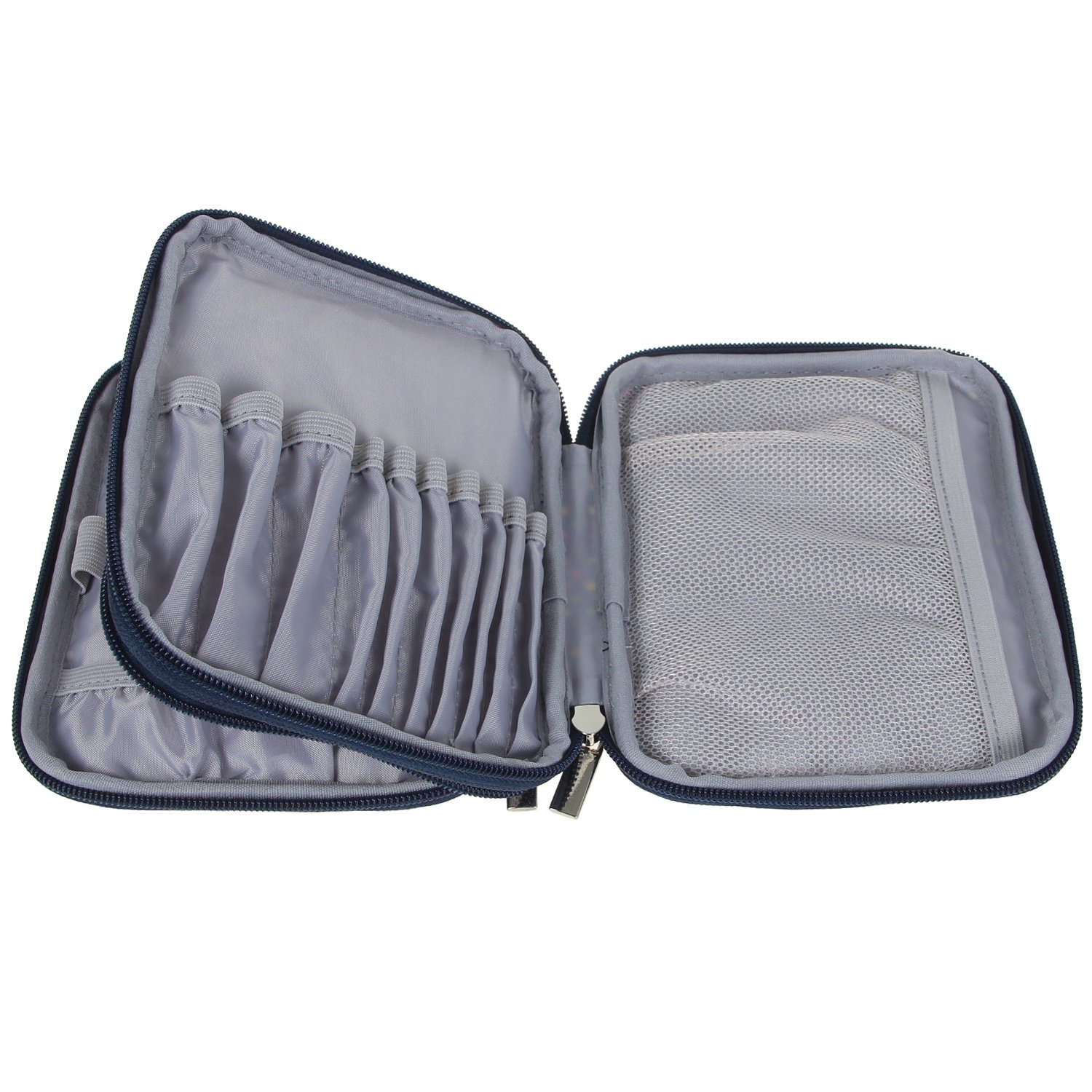 Teamoy Crochet Hook Case - Empty Organizer with Multiple Pockets for Needles & Knitting Accessories, Cats Blue | Portable Storage for Crochet Hooks, Knitting Needles & Yarn Tools | Perfect for Crafters, Travel & Home Organization