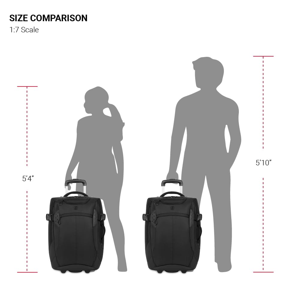 SwissGear Apex Exec 8-Day Wheeled Rolling Duffel Bag - Soft-Shell Expandable Luggage for Men & Women - Blue/Green - Perfect for Business Travel & Weekend Getaways