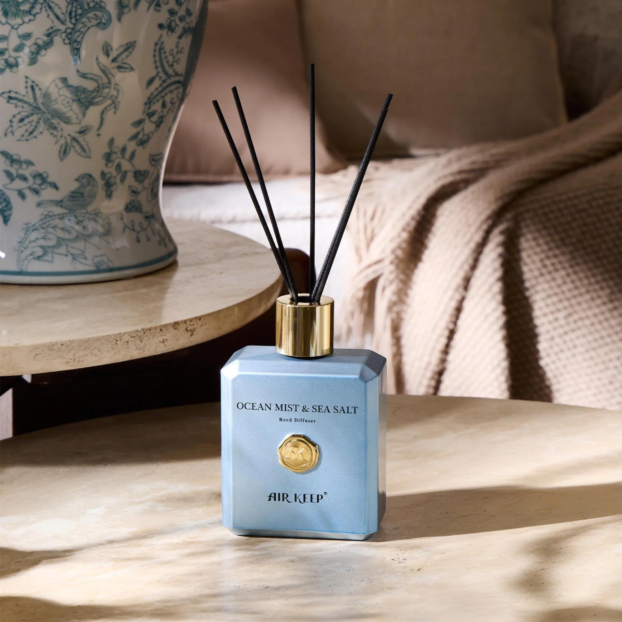Airkeep 300ml Ocean Mist & Sea Salt Air Freshener Diffuser | Long-Lasting Room Fragrance for Bathroom, Bedroom & Living Space | Home Decor & Aromatherapy Solution for Apartments, Offices & Hotels