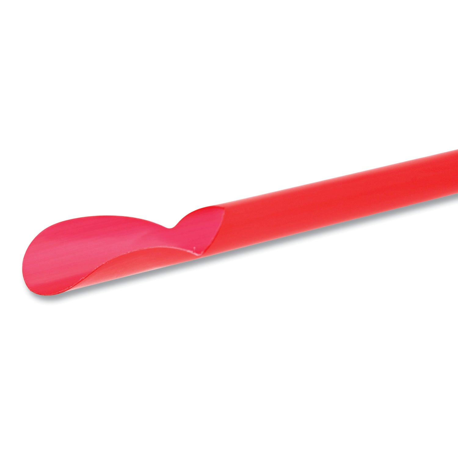 AmerCareRoyal® Jumbo Spoon Straws - 10.25 Inch Plastic Drinking Straws with Spoon End, Red Color, 300 per Pack (18 Packs per Carton) - Perfect for Smoothies, Milkshakes, Boba Tea, and Party Drinks
