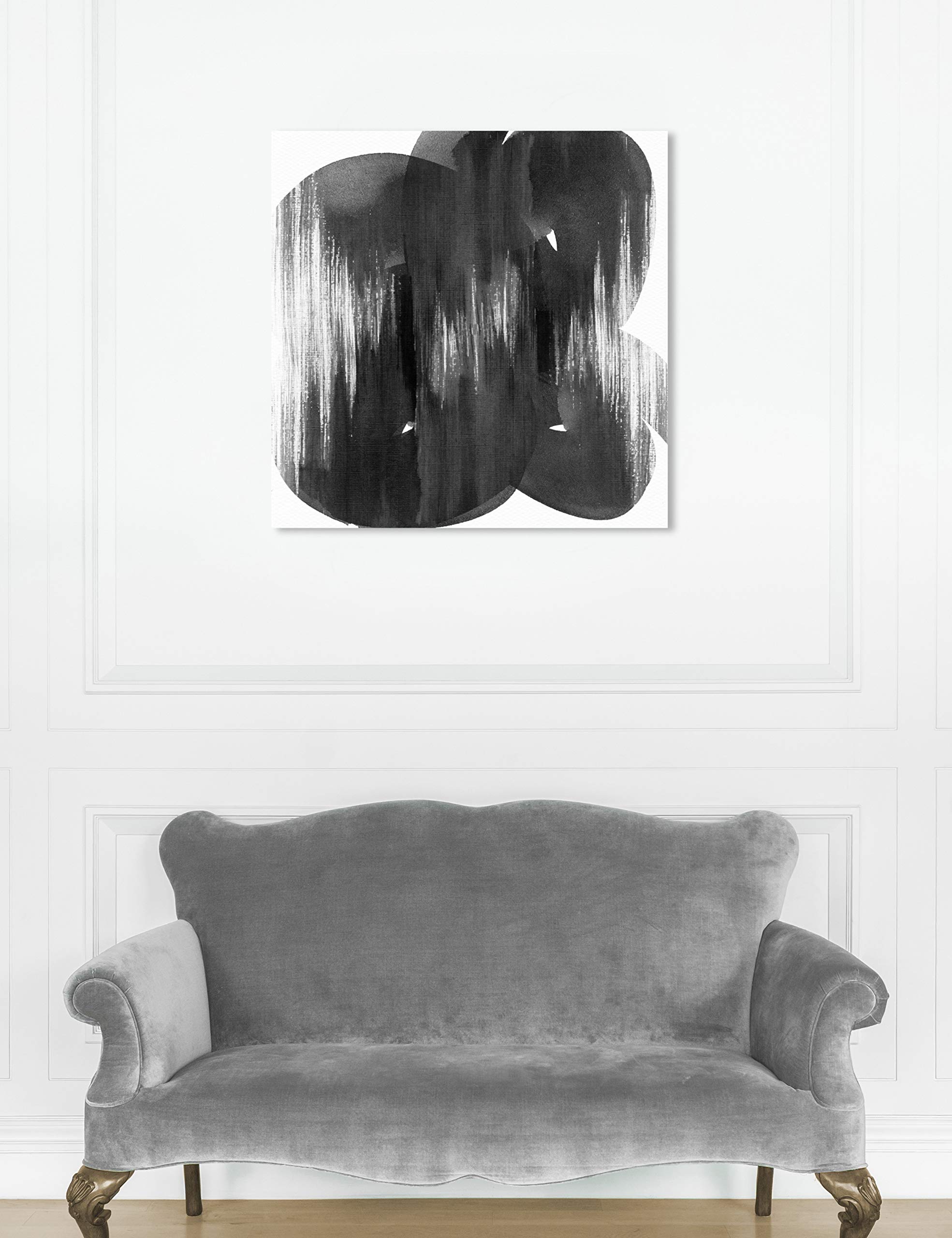 Oliver Gal Artist Co. 'Midnight Rain' Abstract Wall Art Canvas Print - 30x30 Inches Black & White Modern Home Decor - Perfect for Living Room, Bedroom & Office Wall Decor