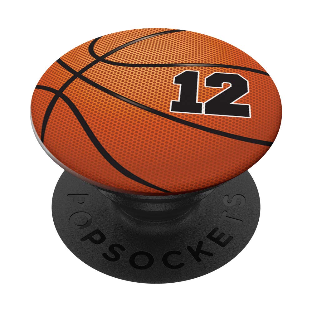 Basketball Fan #12 Jersey No. 12 Basketball Pop Grips - Swappable PopSocket for Phones & Tablets - Perfect for Game Days & Everyday Use