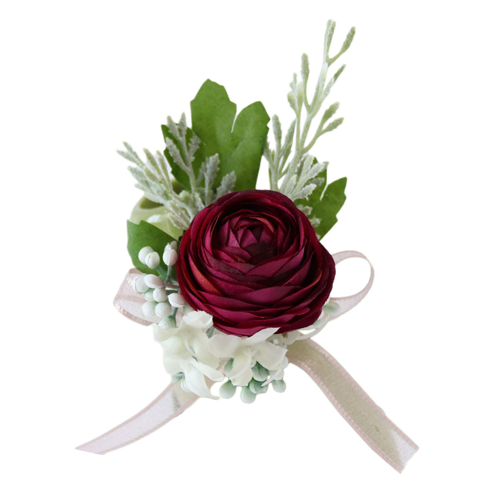 MOJUN Real Touch Silk Peony Wrist Corsage - Elegant Wedding Hand Flower for Bride, Bridesmaid, Prom, Party Decor (Pack of 1) - Perfect for Weddings, Dances, Special Events & Home Decor
