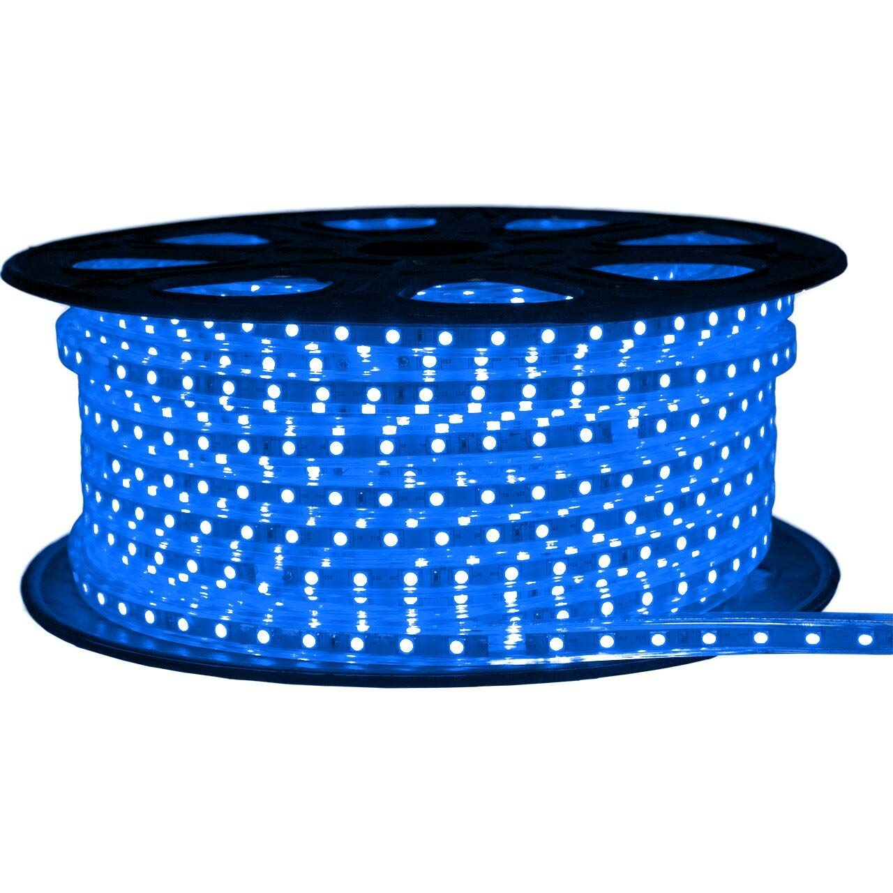 Blue LED Strip Light 120V High Output SMD 3528 - 148ft Flexible RGB Tape Lights for Bedroom, Kitchen, Living Room, Party & Home Decoration