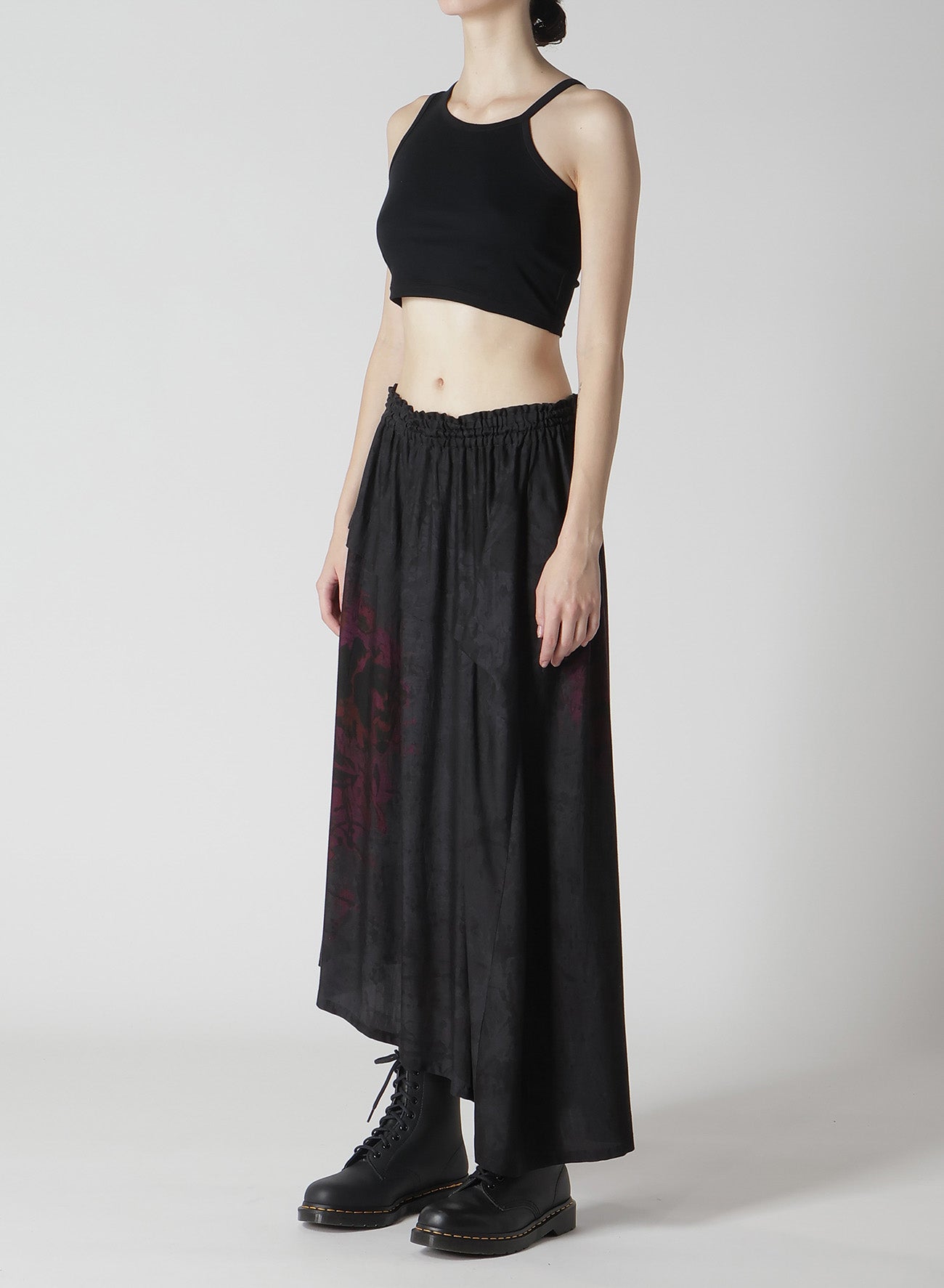 Cupro/Dungaree Twill Floral & Asphalt Print Right Tucked Asymmetric Skirt - Chic Women's Fashion Skirt for Casual Wear, Office Outfits & Special Occasions