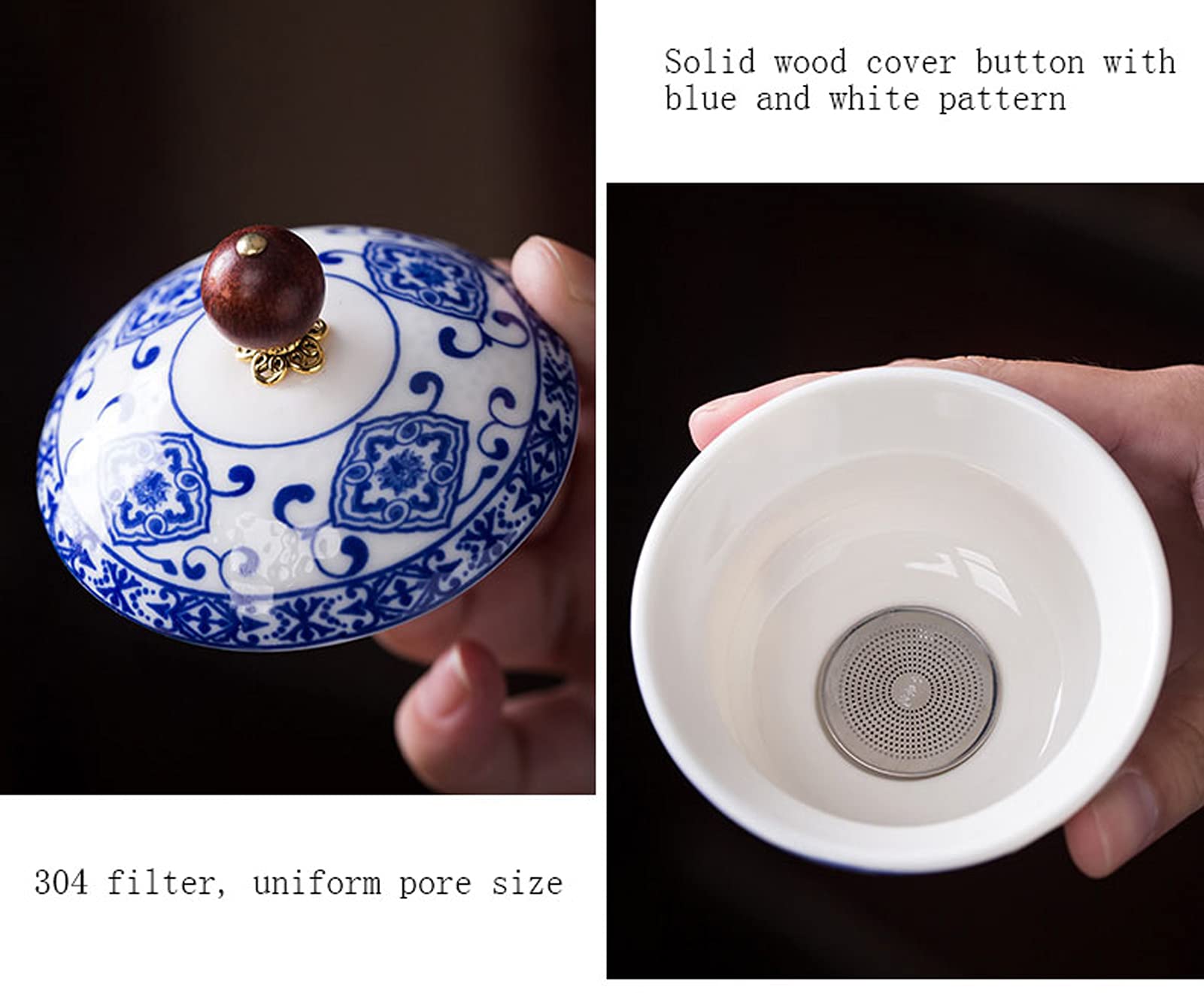 Handmade Chinese Kungfu Ceramic Travel Tea Set - Portable Teapot with 4 Cups, Strainer, Bamboo Tray & Carry Bag | Perfect for Camping, Office & Gifts