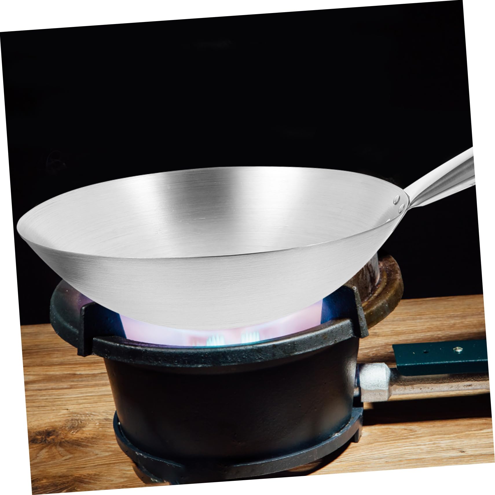 BESPORTBLE 14-Inch Stainless Steel Wok Pan - Deep Frying Pan for Chinese Stir Fry, Japanese Teppanyaki & Asian Cooking - Induction Compatible for Gas Stove, Wood Fire & Electric Cooktops - Perfect for Home Chefs & Restaurant Use