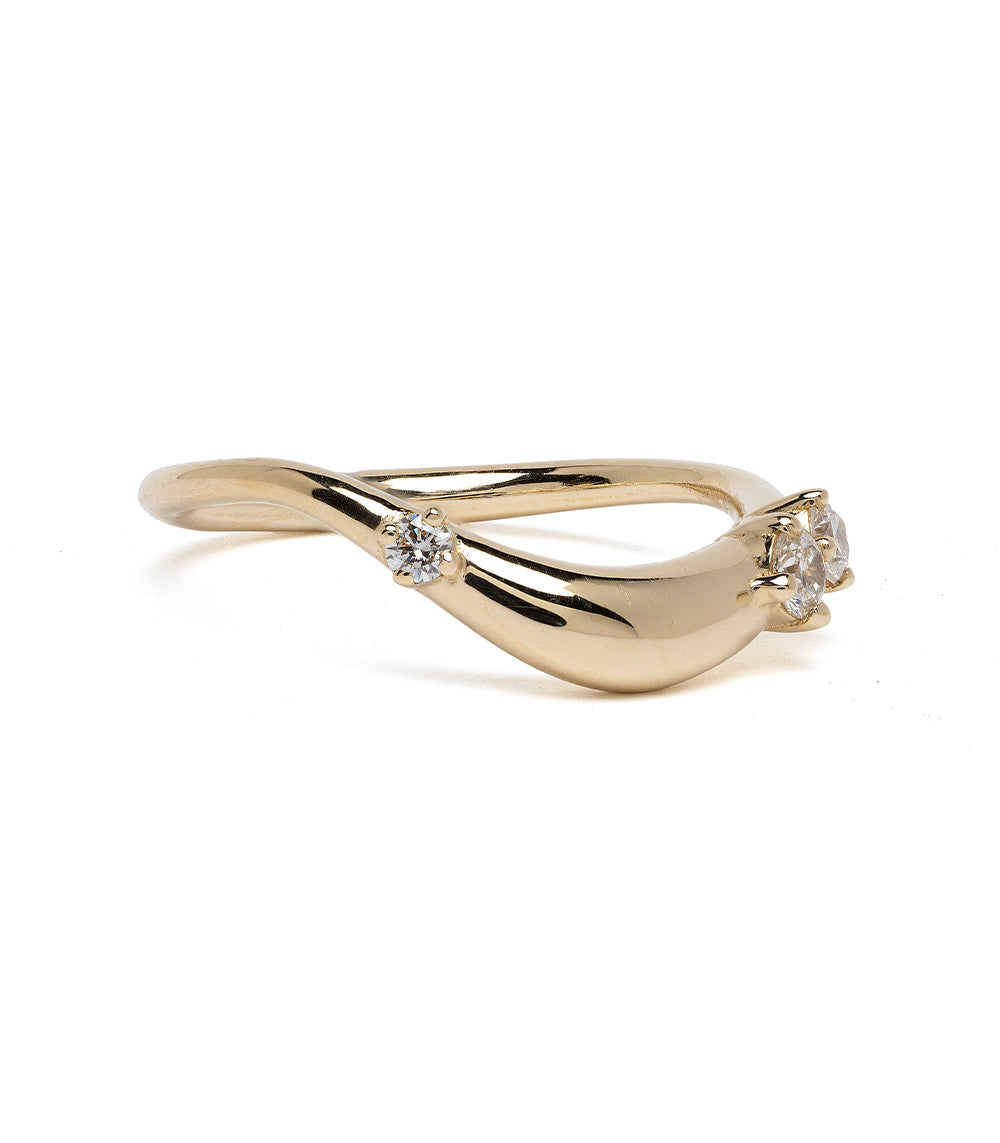 Small Melt Everyday Gold Band With Scattered Diamonds - Dainty Stackable Ring for Women, 14K Solid Gold Thin Wedding Band, Delicate Diamond Accent Ring for Everyday Wear | Perfect for Stacking, Anniversary Gifts & Bridal Jewelry