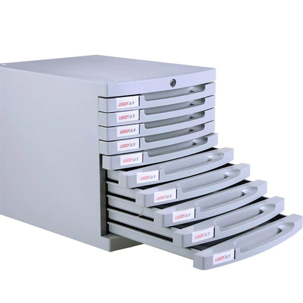 10-Layer Flat File Cabinet with Lock & Blank Labels - Office Storage Organizer for Documents, Files & Supplies - Perfect for Home Office, Classroom & Workspace Organization (Grey)
