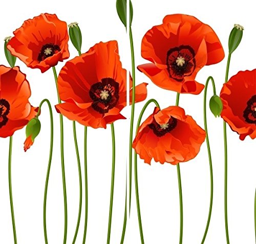 Red Poppy Curtains Set of 2 Panels - 84 Inch Length Blackout Rod Pocket Window Drapes with Floral Print for Living Room, Bedroom & Home Decor | Perfect for Light Control & Privacy in Bedrooms, Home Offices & Dining Areas