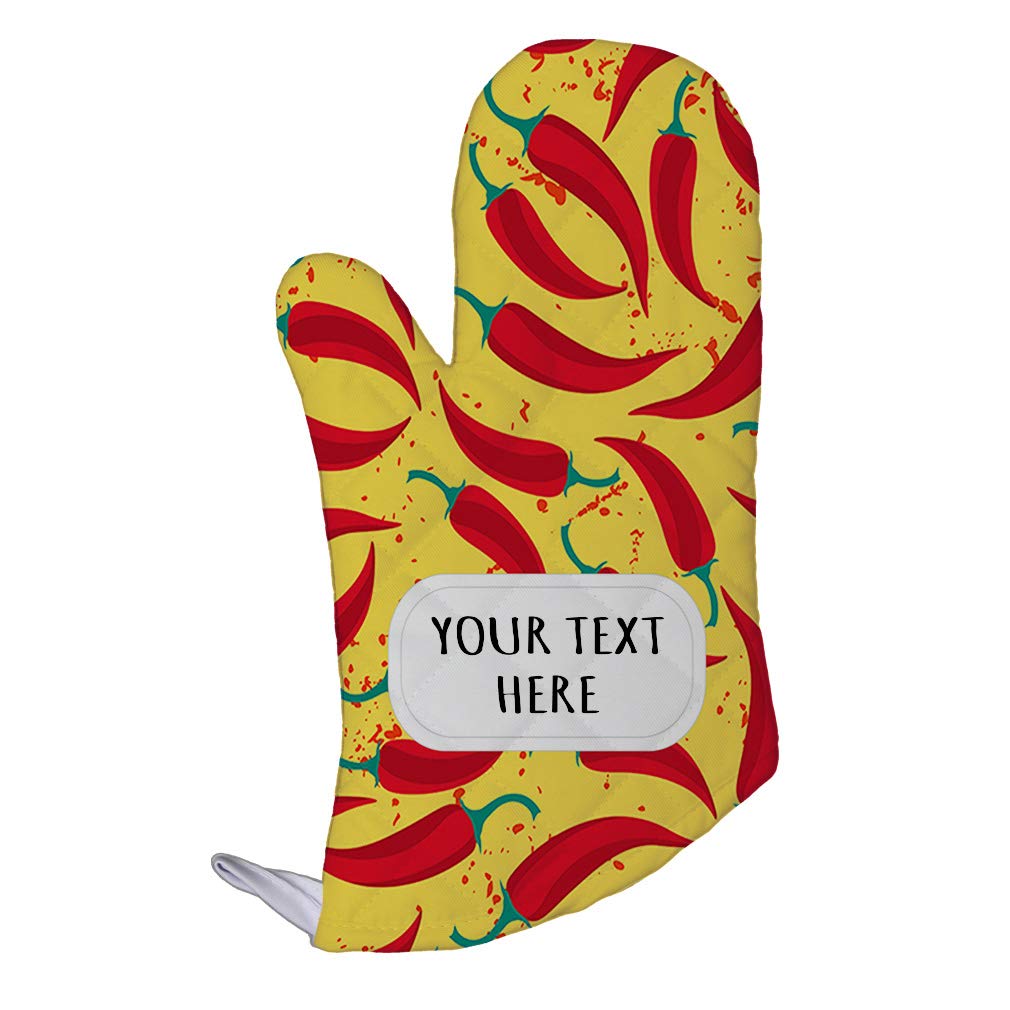 Custom Chili Pepper Pattern Polyester Oven Mitts - Heat Resistant Kitchen Gloves for Baking, Grilling & Cooking - Perfect for Adults & Home Chefs