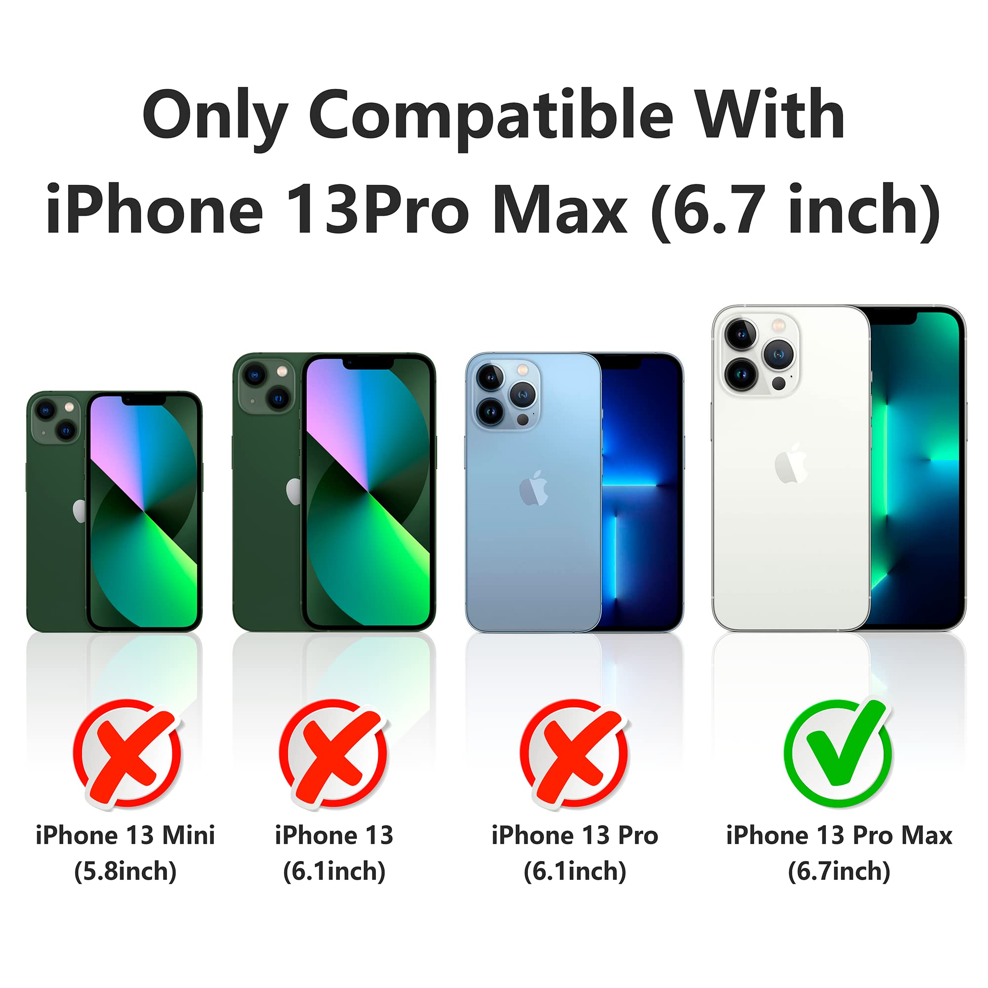 Shockproof Clear iPhone 13 Pro Max Case with Adjustable Crossbody Strap & Neck Lanyard - Slim Protective Transparent Cover for Everyday Use, Travel & Outdoor Activities (Black)