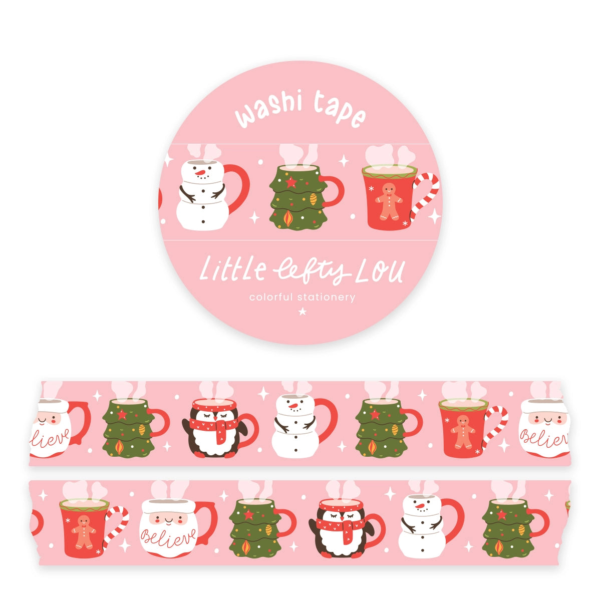 Festive Christmas Drinks Washi Tape - Holiday Scrapbooking, Gift Wrapping & DIY Crafts - Perfect for Journals, Planners & Party Decorations