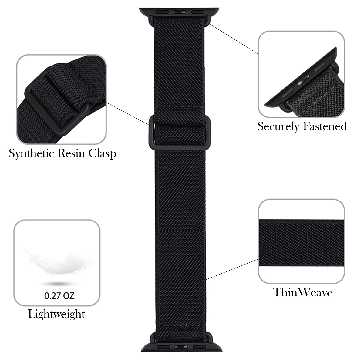 3 Pack Sport Elastic Nylon Apple Watch Bands 44mm 42mm - Adjustable Lightweight Breathable Strap for iWatch Series 6/5/4/3/2/1/SE - Black/Dark Blue/Olive Green - Perfect for Running, Gym Workouts & Everyday Wear