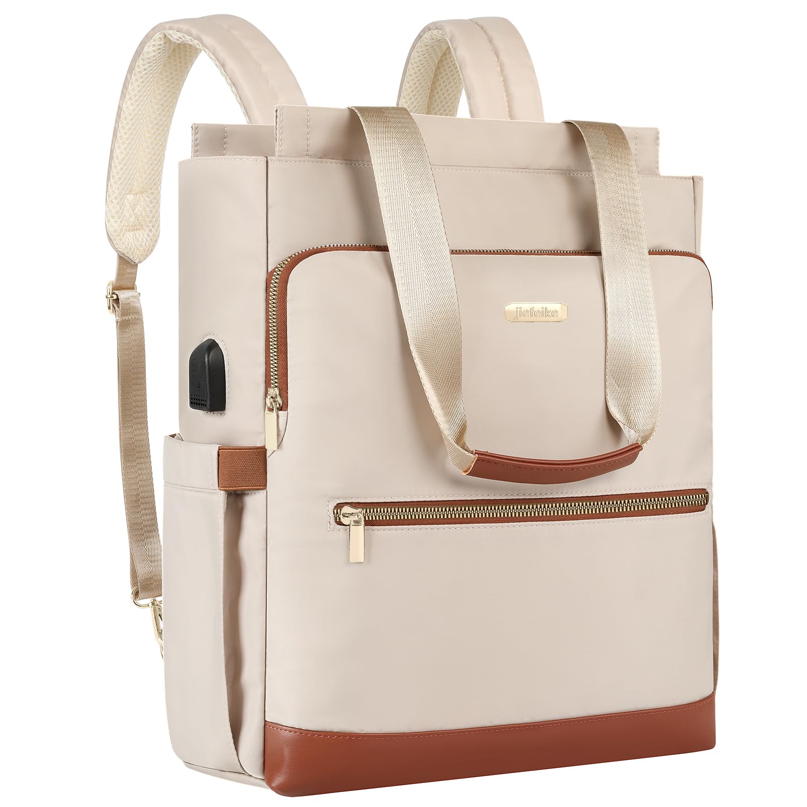 Stylish Women's 15.6 Inch Laptop Backpack with Hidden Straps & USB Port - Convertible Tote Bag for Work, College, Travel - Perfect for Teachers, Nurses & Daily Commute