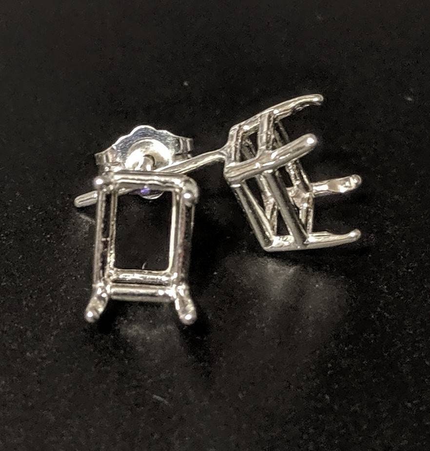 925 Sterling Silver Emerald Earrings Set (2 Pieces) - 5x3mm & 12x10mm Prong Settings - Handcrafted in USA | Perfect for Weddings, Parties & Special Occasions