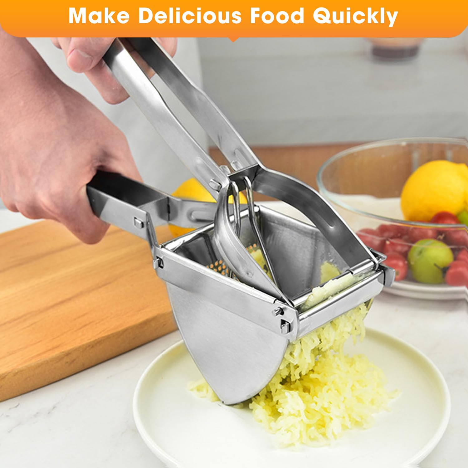 METLUCK 22oz Stainless Steel Potato Ricer & Masher - Heavy Duty for Smooth Fluffy Mashed Potatoes, Perfect for Thanksgiving, Baby Food & Restaurant Use