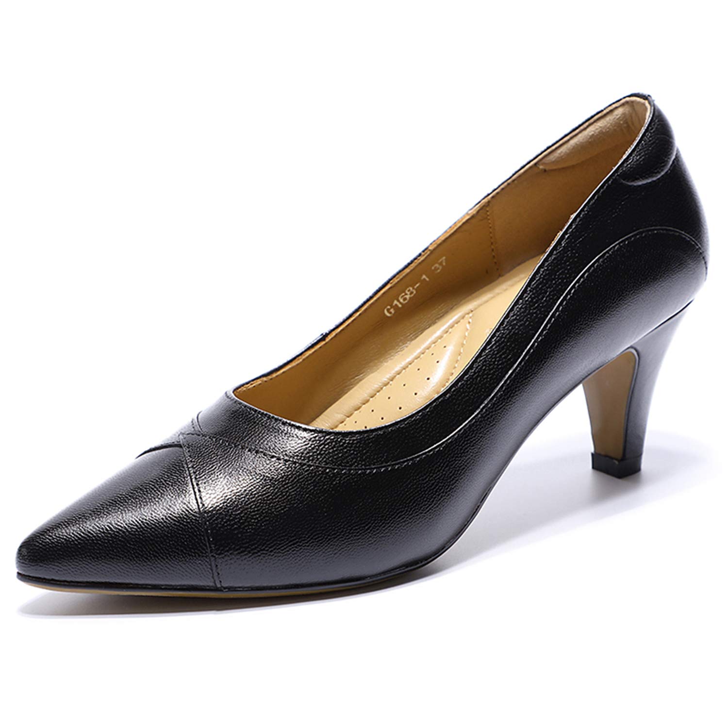 Mona Flying Women's Leather Pointed Toe Dress Pumps - Comfortable High Heel Office Work Shoes for Ladies - Perfect for Business, Formal Events & Professional Workwear
