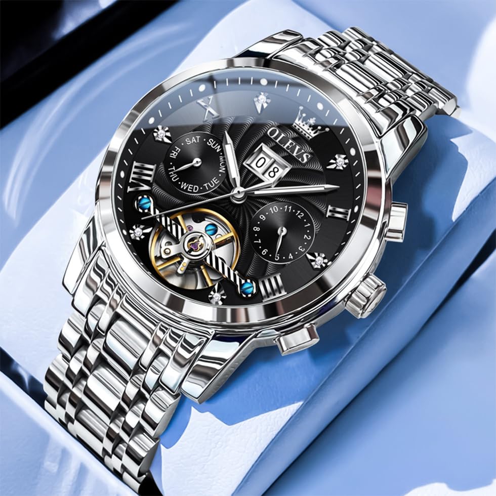Y: Silver strap & black dial