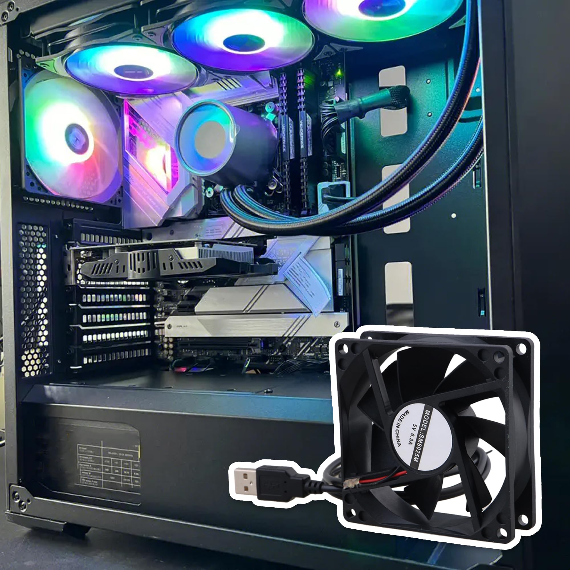 RDEXP 5V USB Black Silent Cooling Fan - Ultra Quiet PC Case & CPU Cooler with USB Power for Desktop, Gaming PC, and Home Office Use