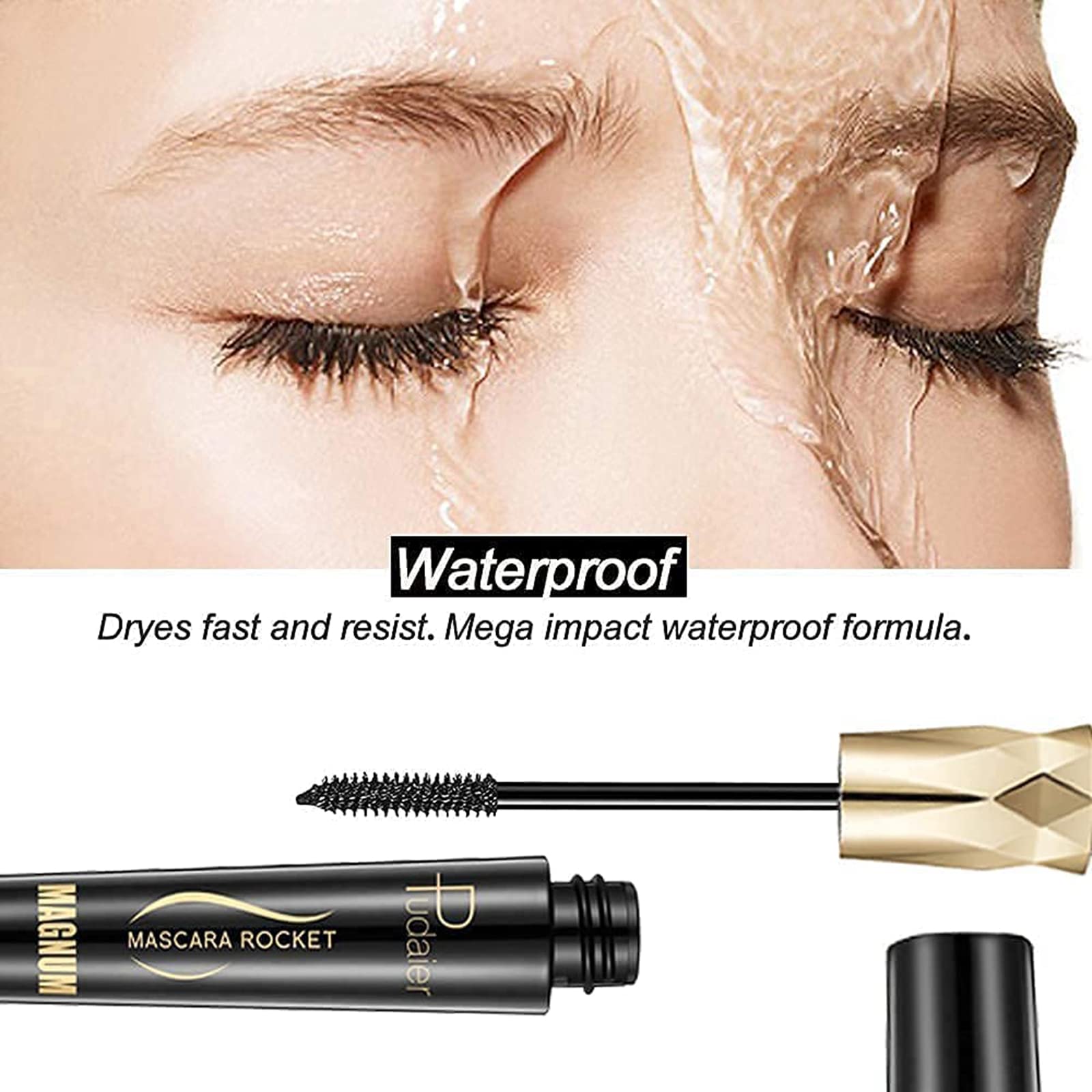 2024 Crown Waterproof Mascara - Long Lasting 4D Silk Fiber Lash Mascara for Voluminous Lashes (1PC) - Perfect for Weddings, Parties & Everyday Wear