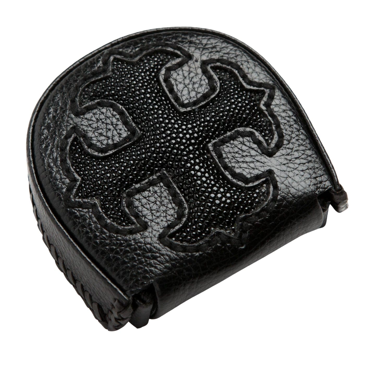 Gothic Black Cross Stingray Leather Men's Coin Wallet - Stylish & Durable Slim Wallet for Everyday Carry, Travel & Gifts