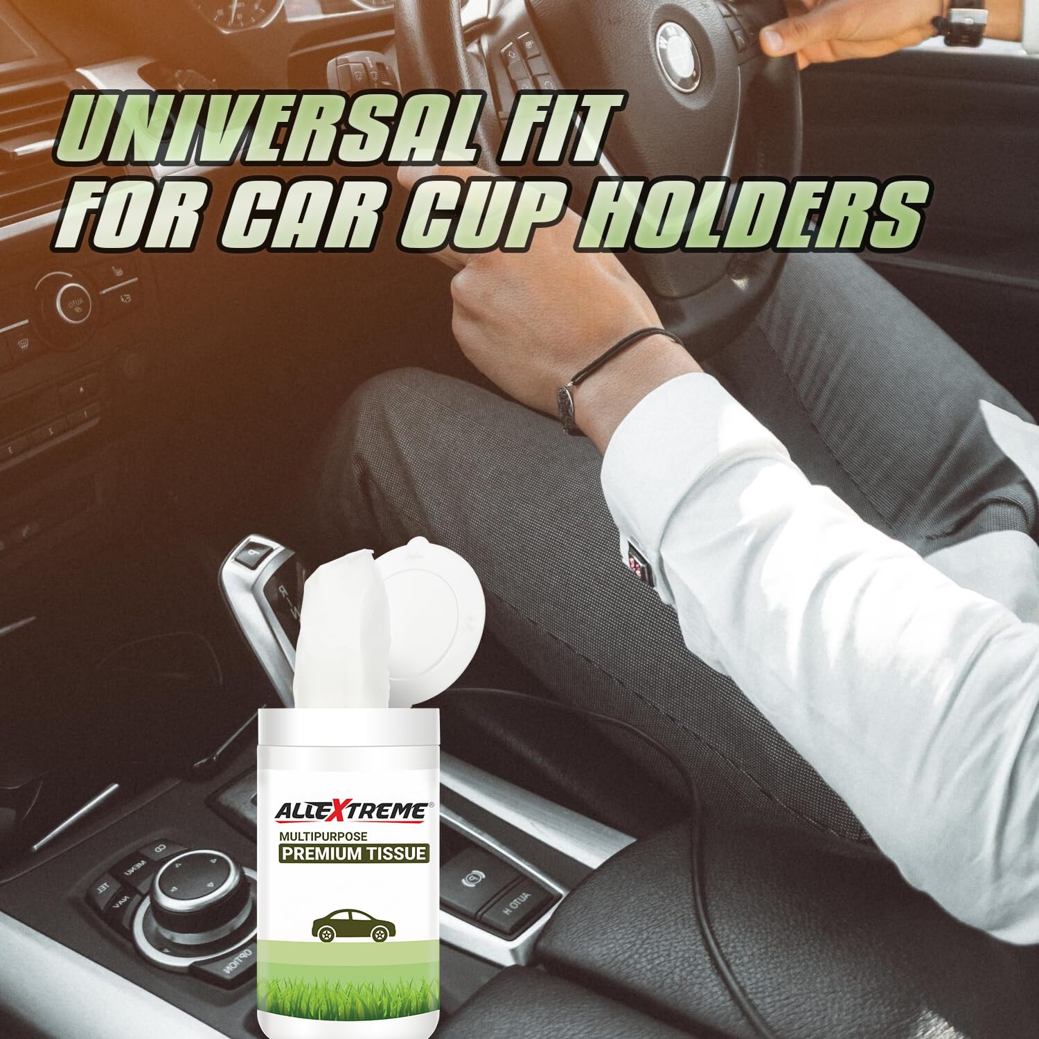 AllExtreme Portable Multi-Purpose Tissues Cup Holder Cylinder Tissue Box Napkin Case - 50 Pulls for Car, Home & Travel (Pack of 5: 1 Canister with Tissues + 4 Refills) | Perfect for Road Trips, Office Desks & Baby Changing Stations