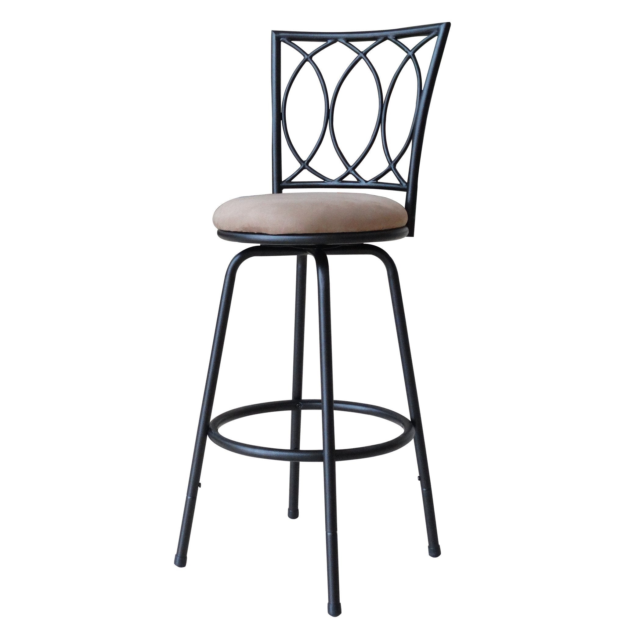 Adjustable Metal Bar Stool - Powder Coated Black Counter Height Stool for Kitchen Island, Home Bar & Restaurant Use
