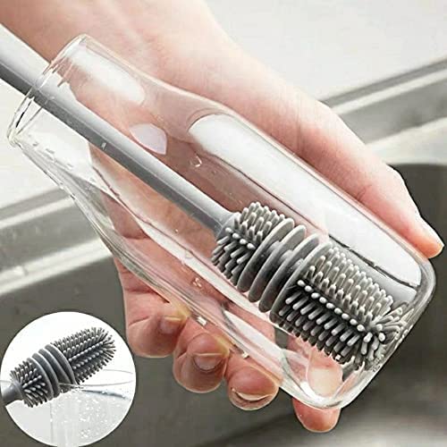 Slyford 2 Pack Long Handle Silicone Bottle Cleaning Brushes - Perfect for Hydro Flask, Glassware & Small Opening Bottles - Ideal for Kitchen, Camping & Travel Accessories