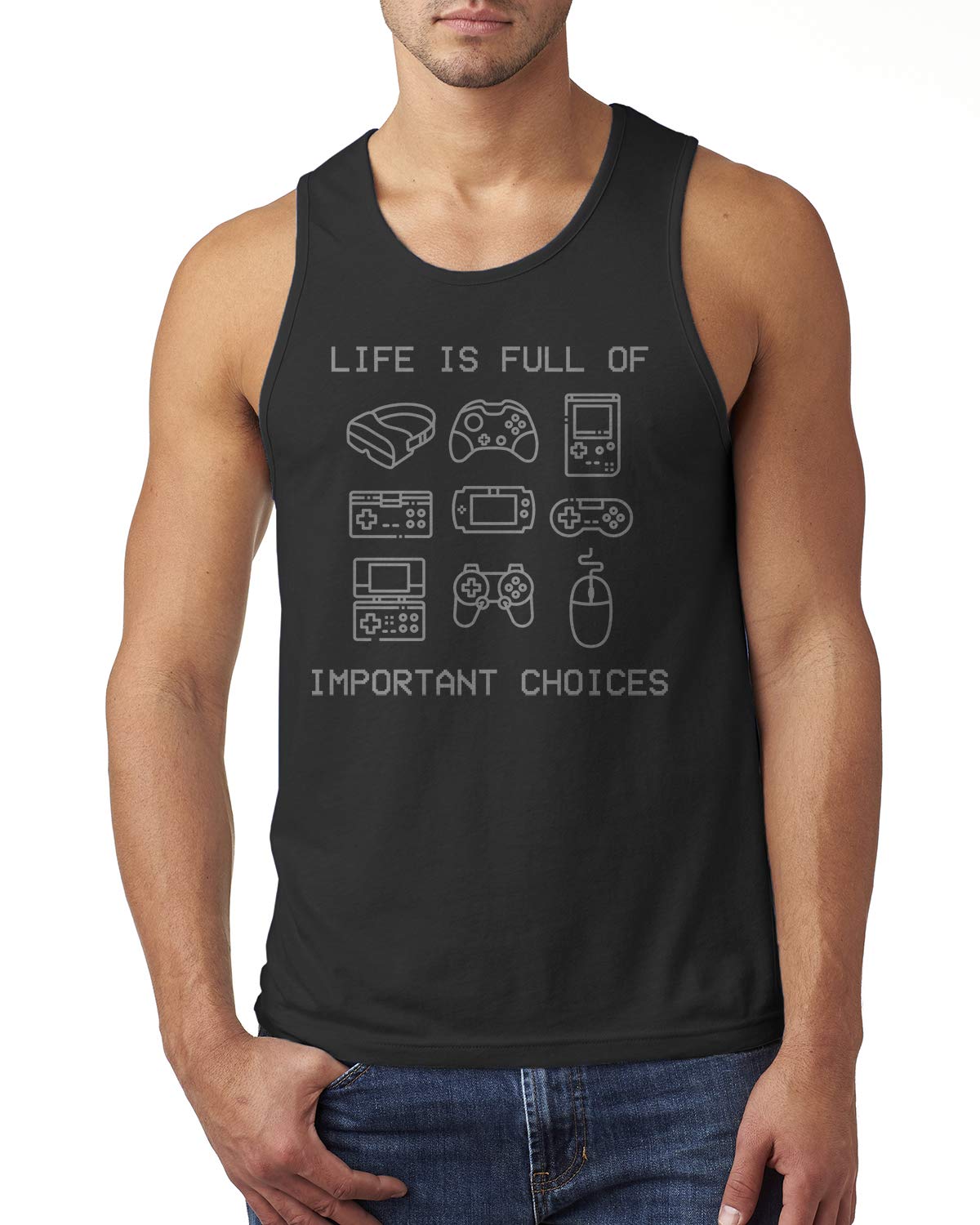 Men's Gamer Tank Top - Life is Full of Important Choices Video Game Design - Perfect for Gaming, Conventions & Casual Wear